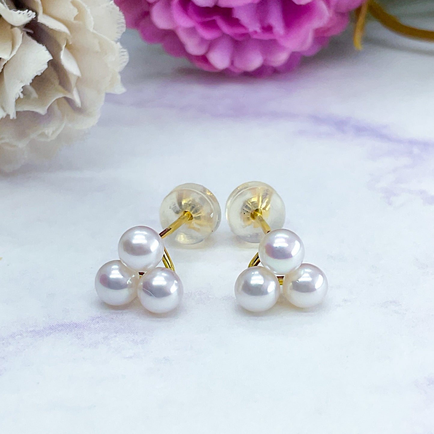 otonaきゅんパール　♡　あこや真珠トライアングルピアス