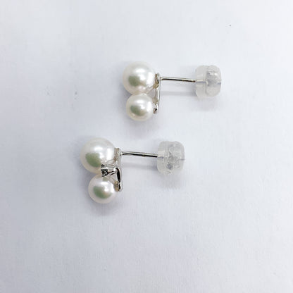 otonaきゅんパール　♡　K18WGあこや真珠ダブルピアス
