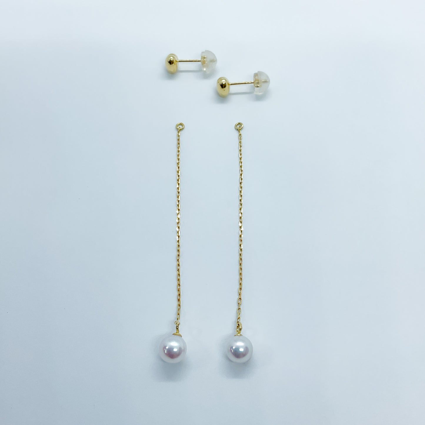 otonaきゅんパール　♡　あこや真珠チャーム付ハートピアス