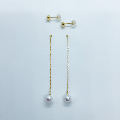 otonaきゅんパール　♡　あこや真珠チャーム付ハートピアス