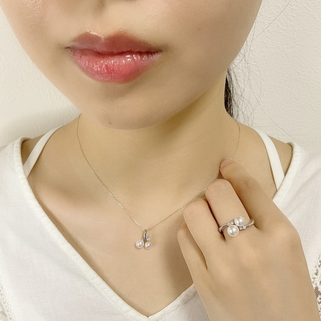 otonaきゅんパール　♡　あこや真珠ダブルリング