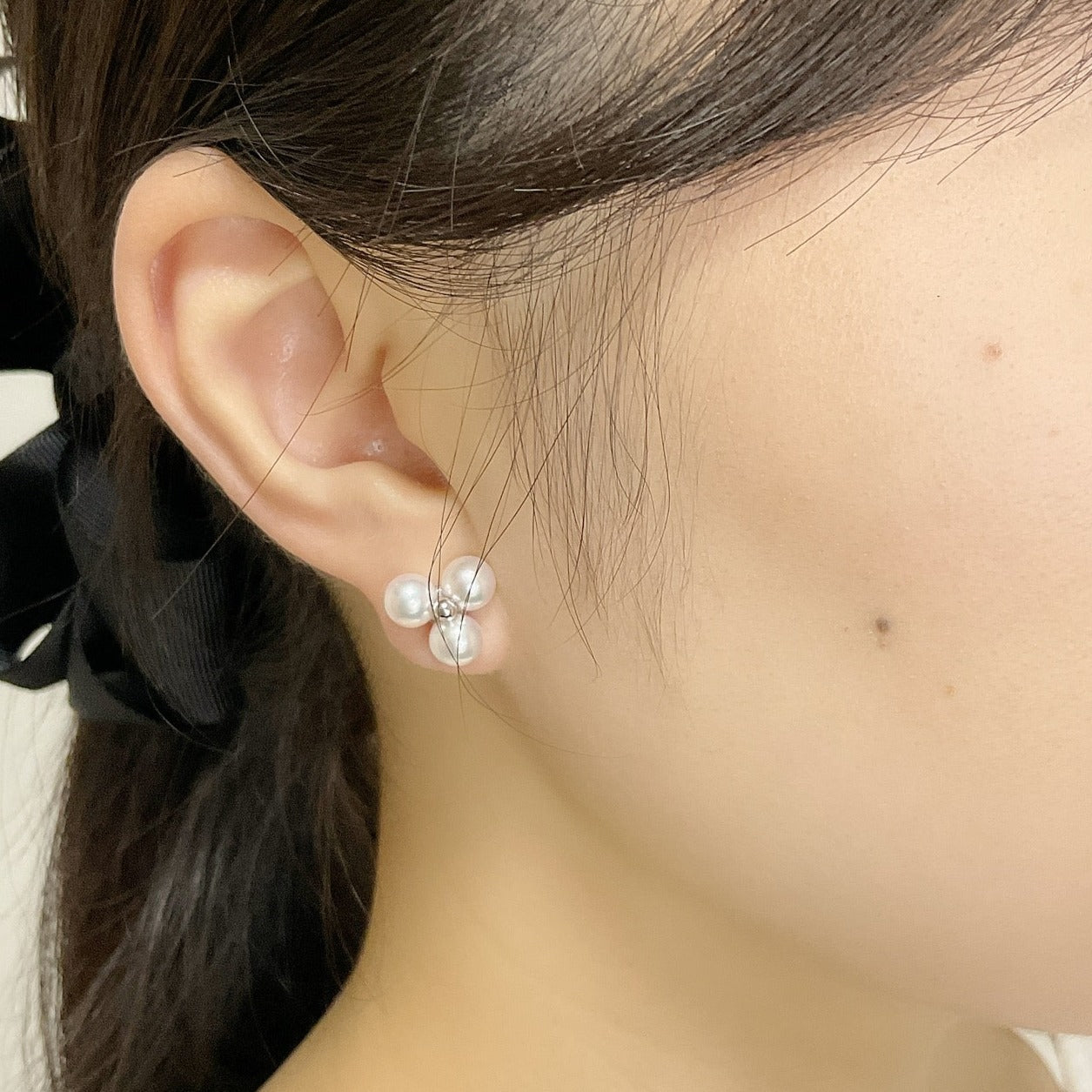 otonaきゅんパール　♡　あこや真珠スリーピースピアス（K18WG）