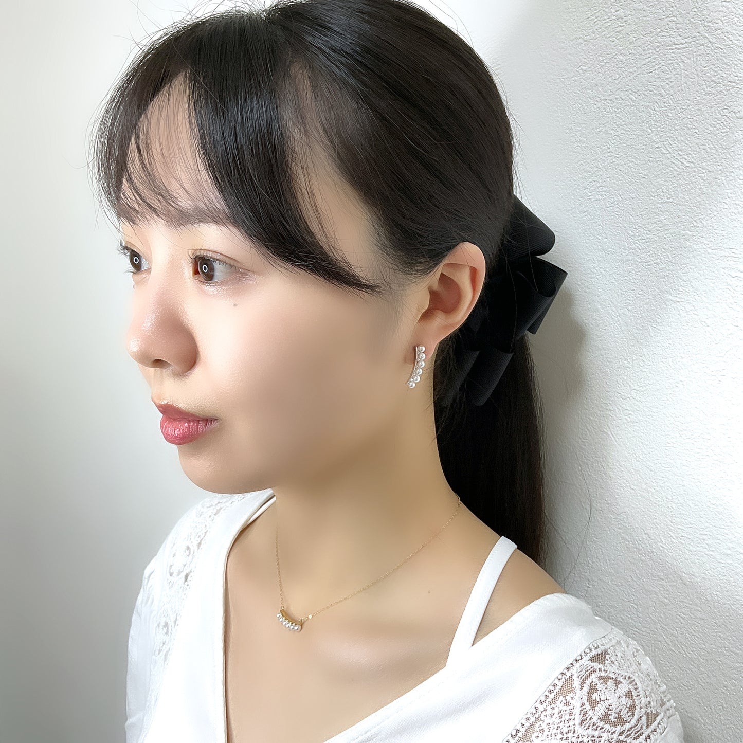 otonaきゅんパール　♡　あこや真珠カーブラインピアス