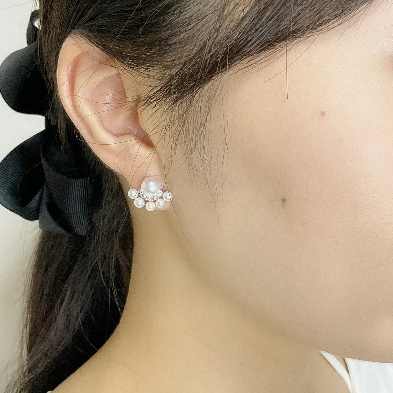 otonaきゅんパール　♡　あこや真珠セクターピアス(K18WG)