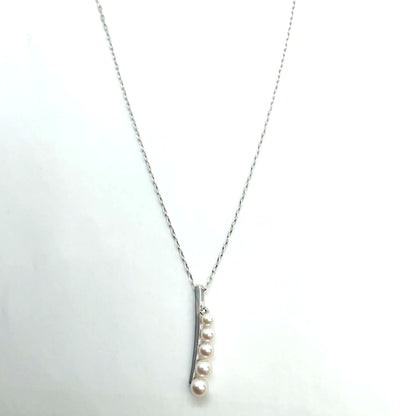 K18WG　あこや真珠　パールペンダントネックレス　3mm－4mm　0.01ct
