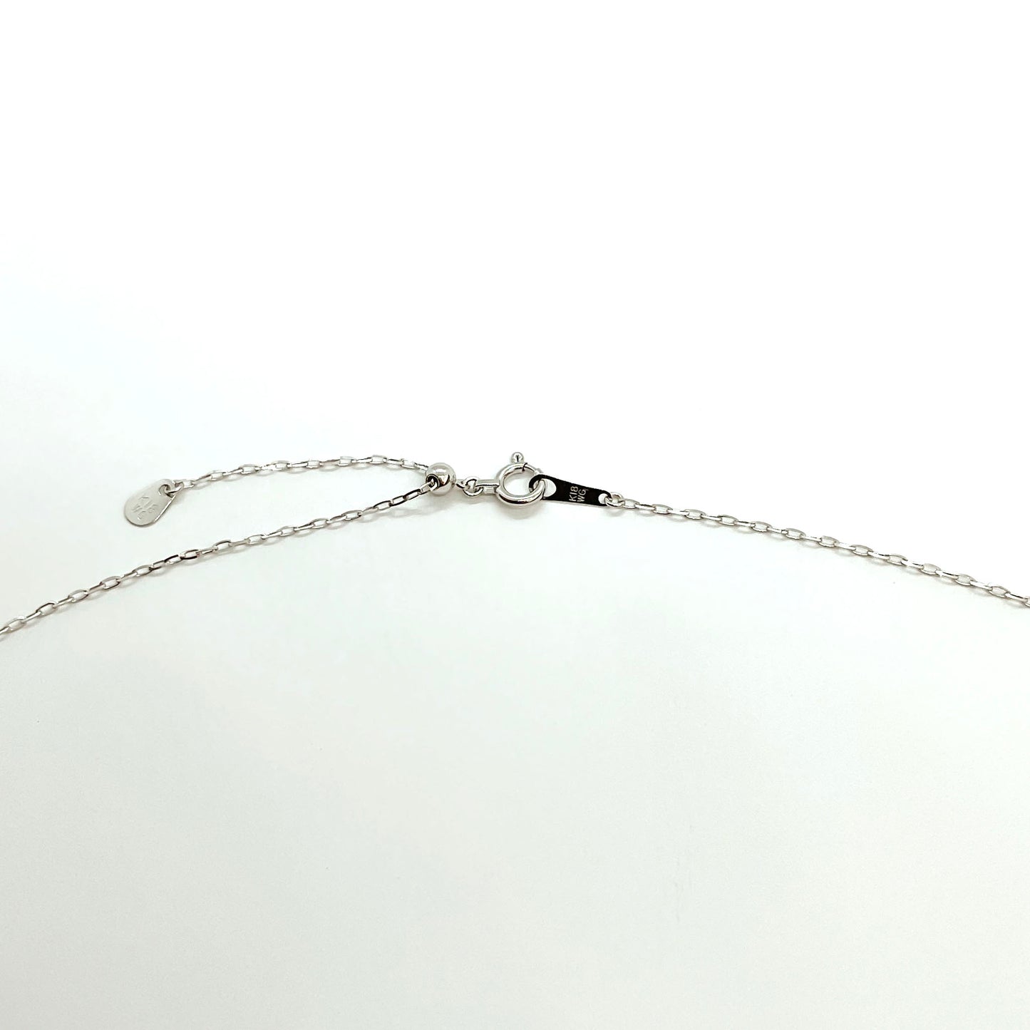 K18WG　あこや真珠　パールペンダントネックレス　3mm－4mm　0.01ct