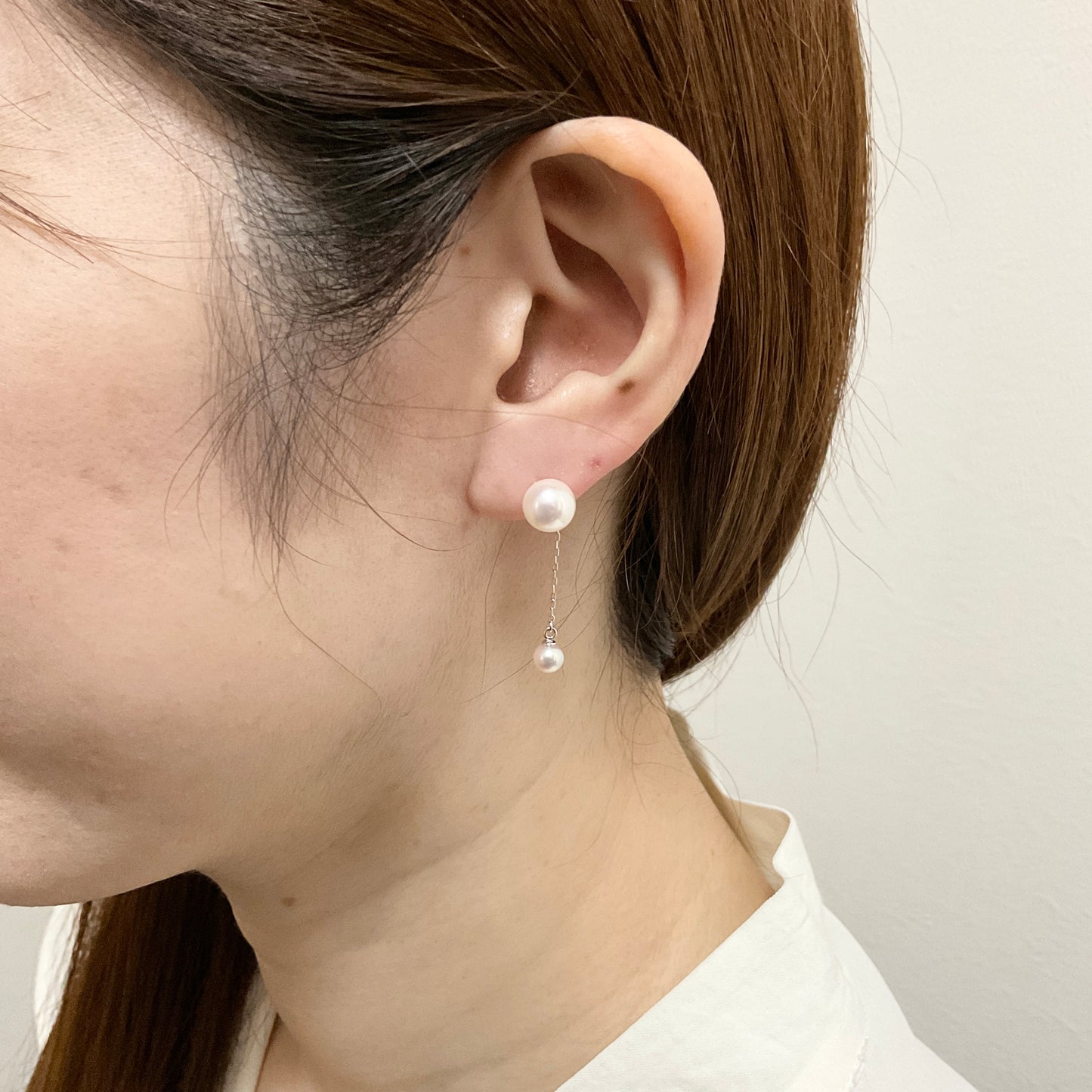 K18WGアコヤピアスチャーム　4.5mm/2.0cm
