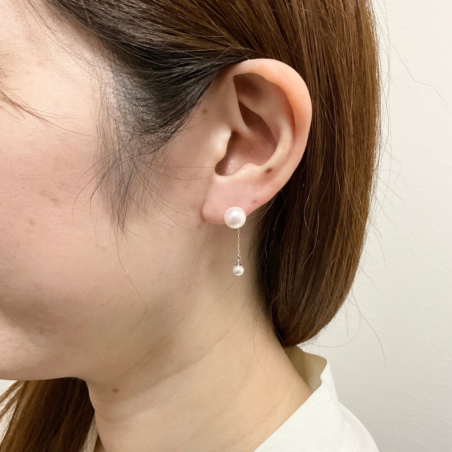 K18WGアコヤピアスチャーム　4.0mm/1.5cm